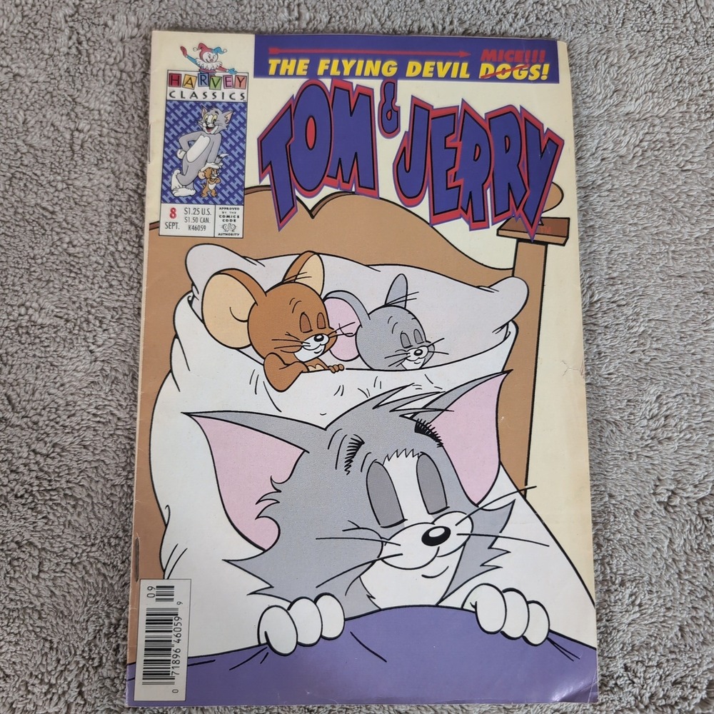 Vintage Tom and Jerry Harvey Classics Comic Book Issue 8 Sept 1993 Flying Dogs